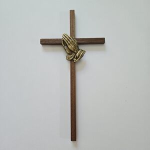 Praying Hands Wooden Cross Wall Decor with Box